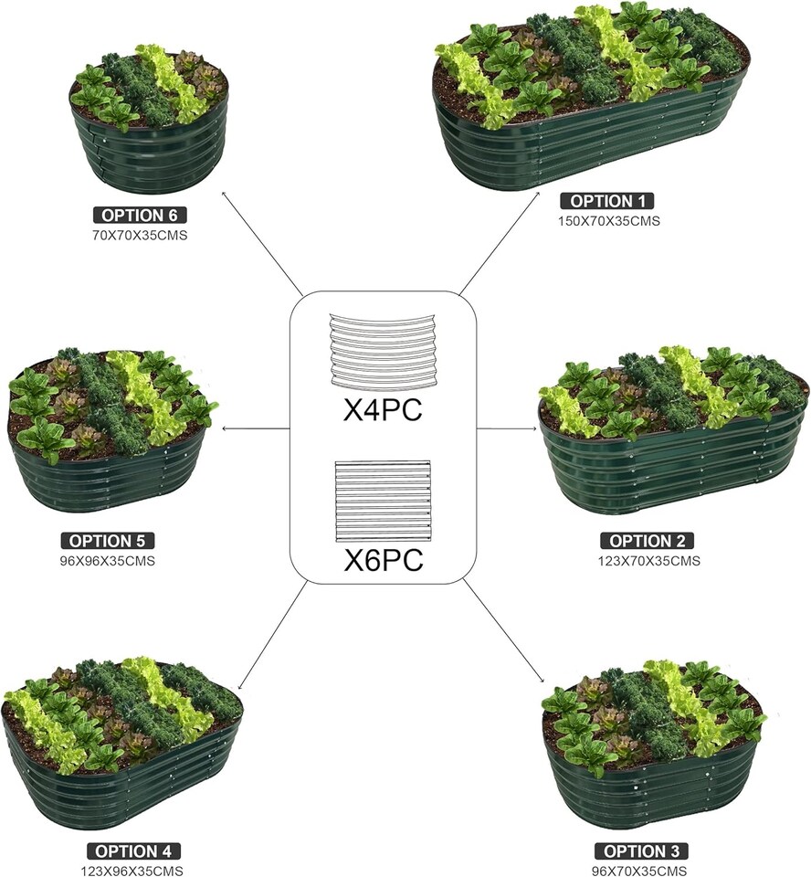 image 1 of Galvanised Metal Raised Vegetable Flower Planter Trough Grow Bed Box Set up Six Shapes Outdoor Herb Garden in Hunter Green (x2) | Green