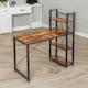 image 2 of 97CM Wide Computer Desk With 3 Shelves Rustic Brown Brown