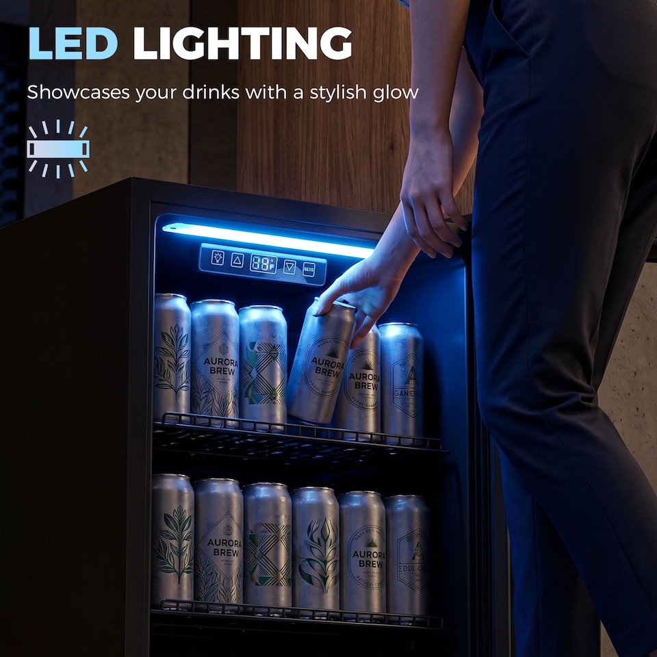 image 1 of HOMCOM 90 L Drinks Fridge, 139 Can Under Counter Freestanding Wine Cooler