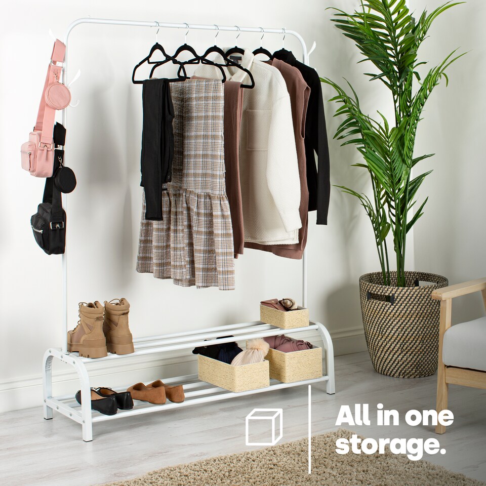 image 1 of Clothing Rail with Shoe Rack White