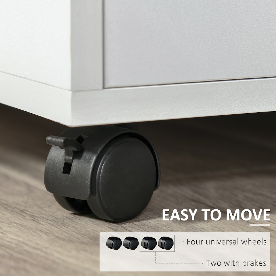 image 1 of HOMCOM Multi-Storage Printer Stand Unit Office Desk Side Mobile Storage w  Wheels Modern Style 60L x 50W x 65.5H cm - White