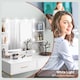 image 3 of HOMCOM Dressing Table with Lighted Mirror, Cushioned Stool, Drawers, Shelves, LED Makeup Vanity Desk Set, Modern Dresser Vanity Table for Bedroom, White