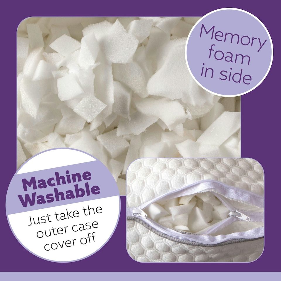 image 1 of Aamira Premium Orthopaedic Shredded Memory Foam Bed Pillow 70x45 cm, Neck Support | White | White | 70x45 cm | 1