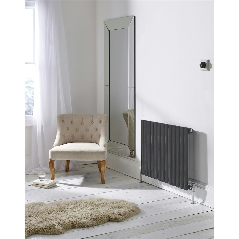 image 1 of 600mm (H) x 780mm (W) - Anthracite Horizontal Radiator (Paris) - DOUBLE Panel - (0.6m x 0.78m) - Depth 79mm