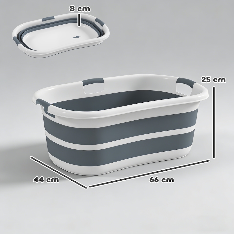 image 1 of PawHut 27L Dog Bath Tub Foldable Pet Bathtub with Drain Hole Grey | Grey | Grey, White | 66 x 44 x 25 cm