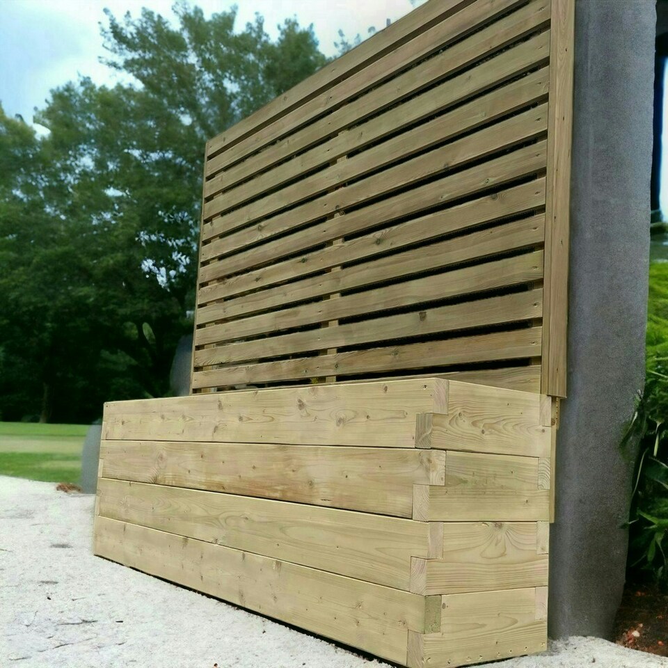 image 1 of Suffolk Planter and Trellis (Pack of 2) - Wood - L90 x W40 x H150 cm Brown