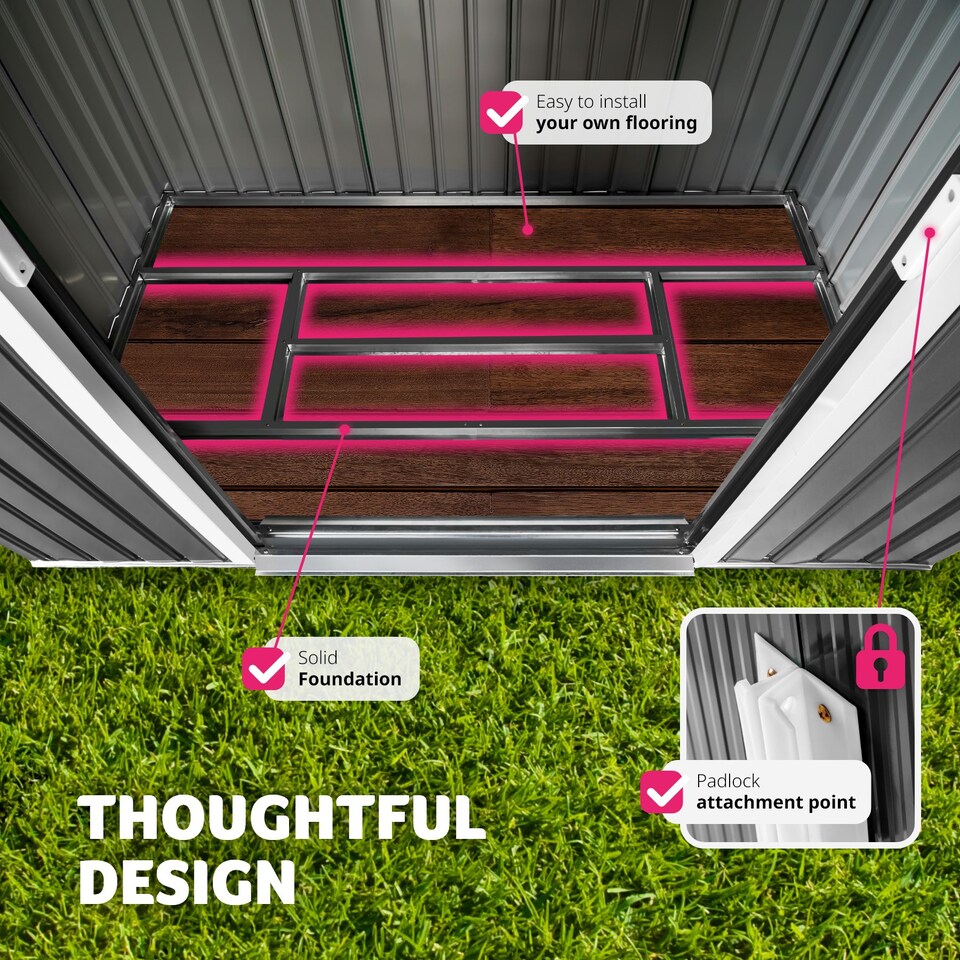 image 1 of Shed with Gable Roof - steel, foundation included, 214 x 130 x 185 cm | Grey | grey/white | 214 x 130 x 185 cm | 1