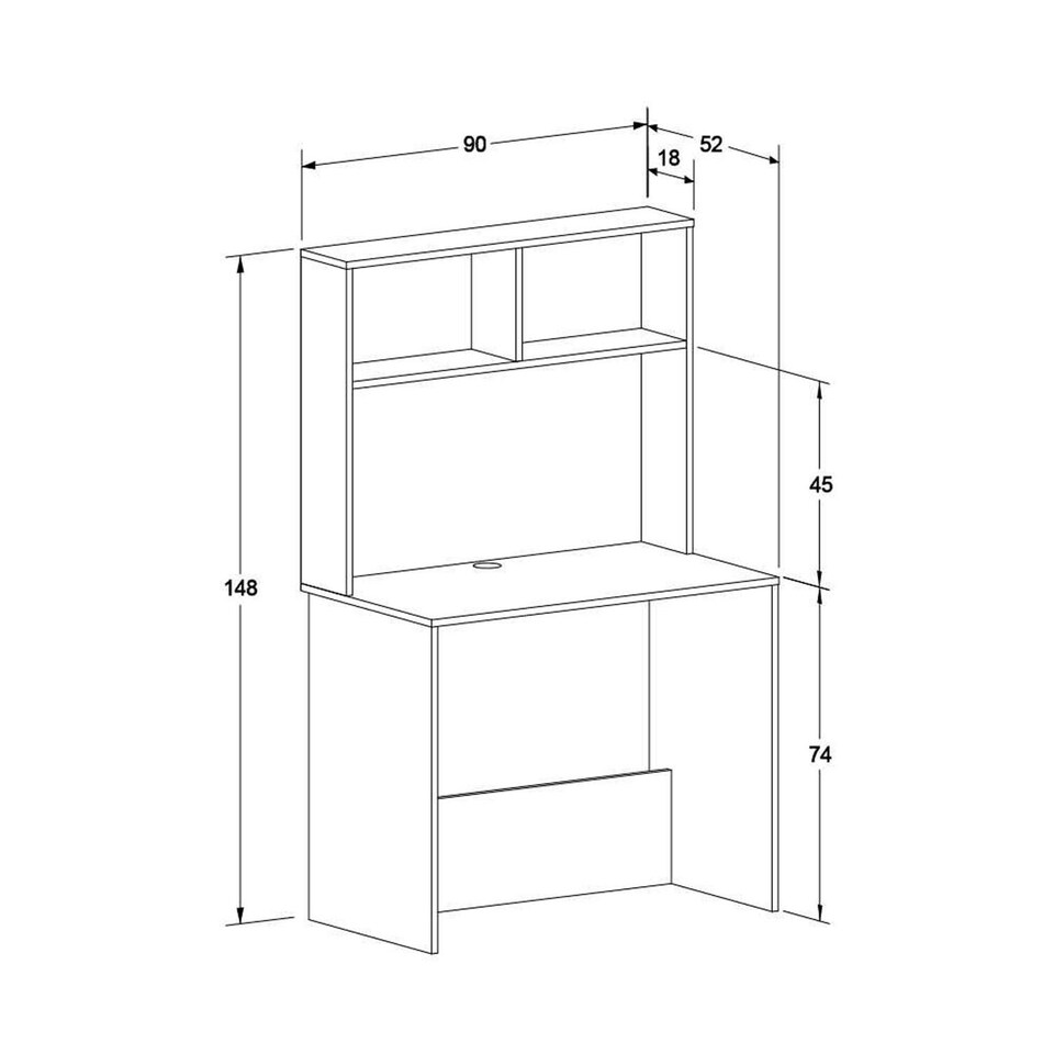 image 1 of Adore Matt White Study Desk with Storage Hutch White