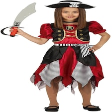 Fancy Dress Child Pirate Black Red - 5-6 Years