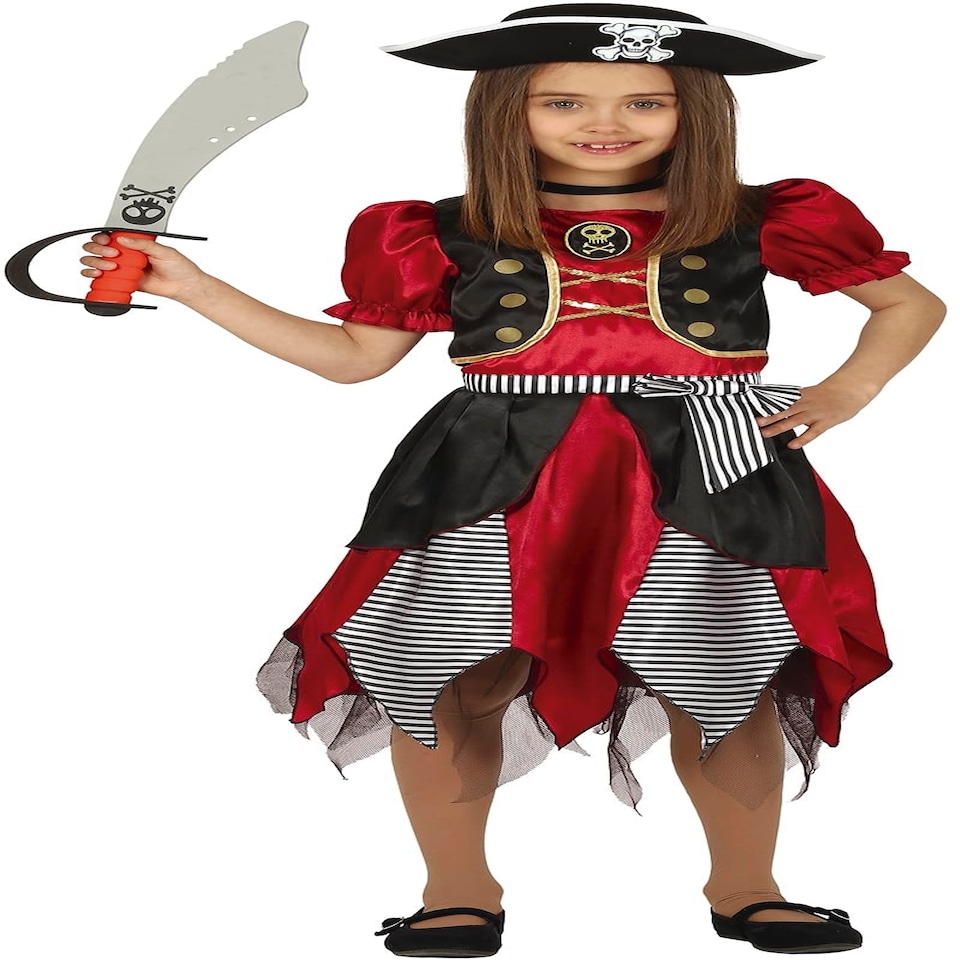 image 1 of Fancy Dress Child Pirate Black Red - 5-6 Years