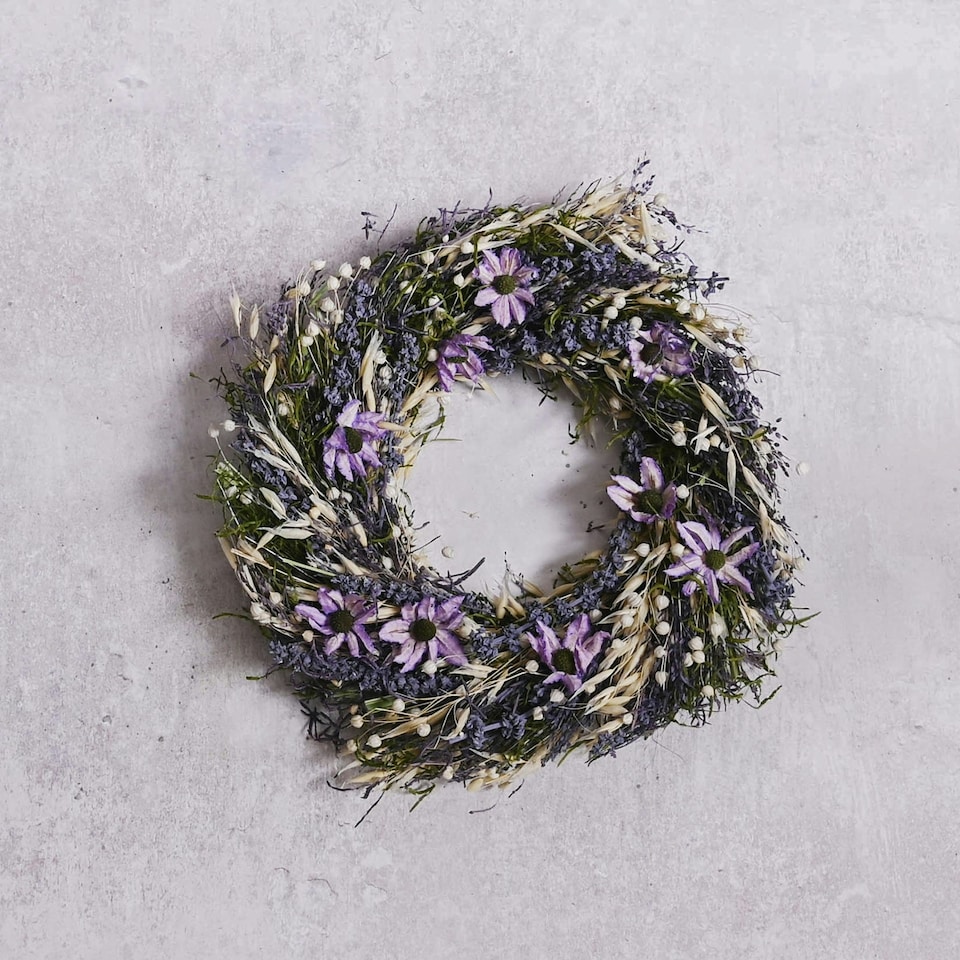 image 1 of Hestia Dried Floral Wreath Purple