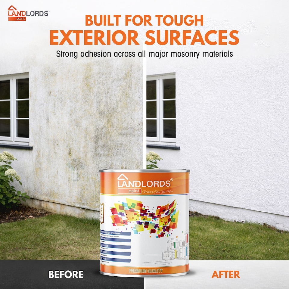 image 1 of Landlords Paint - Masonry Paint - Best Weatherproof Exterior Wall Protection - Ocean Blue - 5L
