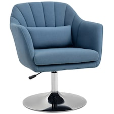 HOMCOM Stylish Retro Linen Swivel Tub Chair Steel Frame Cushion Seat Blue