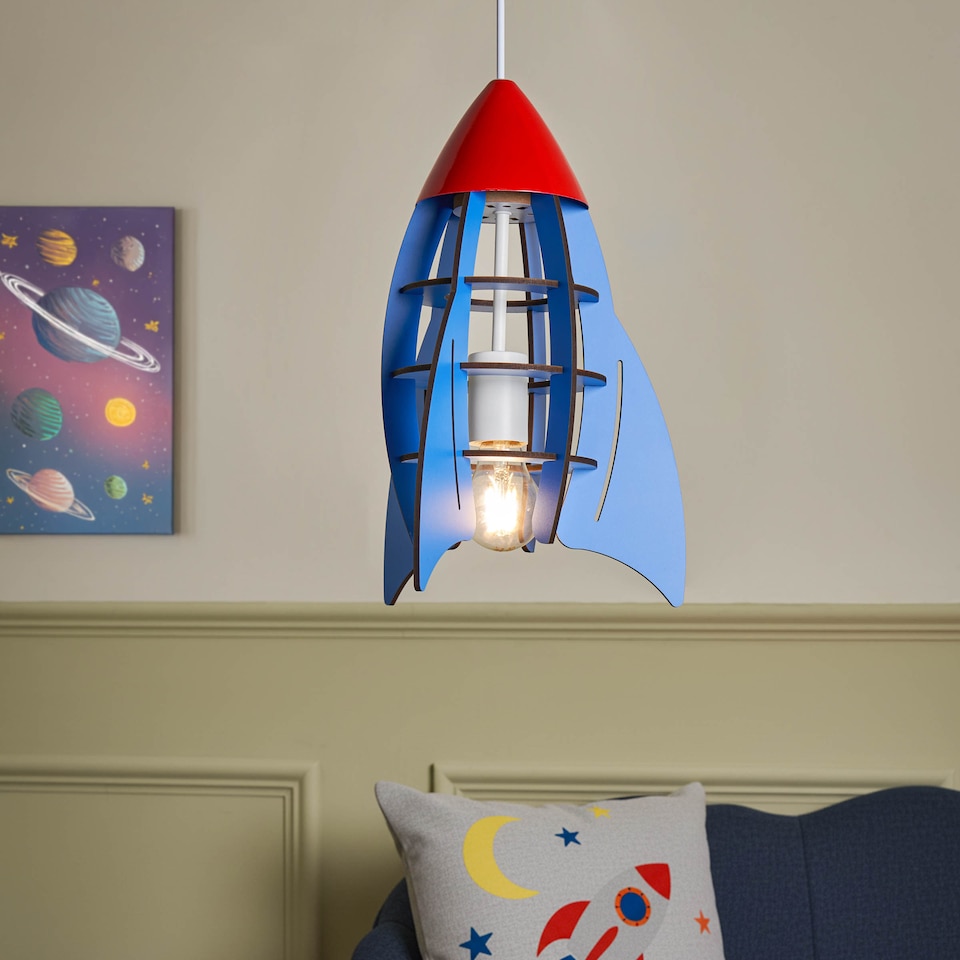 image 1 of BHS Glow Rocket Ceiling Pendant Light, Blue