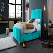 Redding Plush Teal Double Bed Frame - Teal