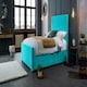 image 1 of Redding Plush Teal Double Bed Frame - Teal