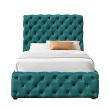 3ft Single Tufted Fabric Gas Lift Ottoman Bed Frame In Green