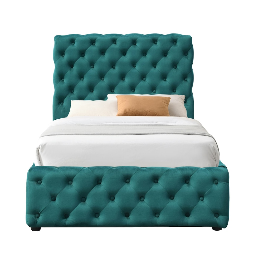 image 1 of 3ft Single Tufted Fabric Gas Lift Ottoman Bed Frame In Green