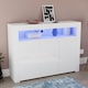 image 1 of Vida Designs Nova 3 Door LED Sideboard Buffet Cabinet Storage, White | White | 1
