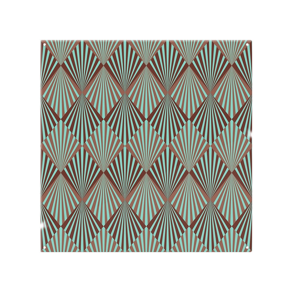 image 1 of Green Geometric Rays Splash Back | White