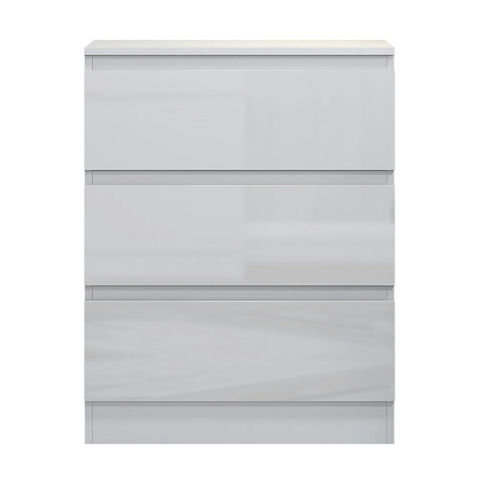 image 1 of FWStyle Carlton 3 Drawer Chest Of Drawers - White Gloss Front