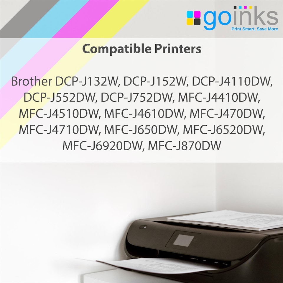 image 1 of Go Inks Compatible LC123 Black Ink Cartridge for Brother Printers - 2 Pack