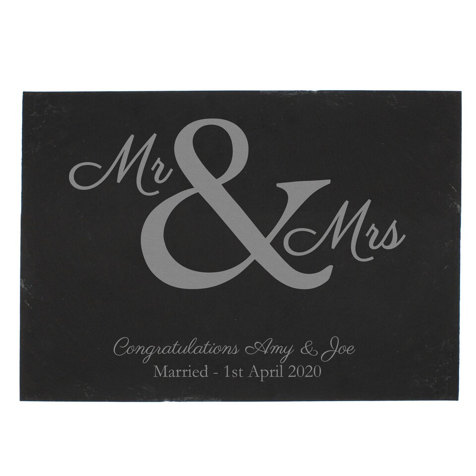 image 1 of Personalised Mr & Mrs Slate Placemat Black