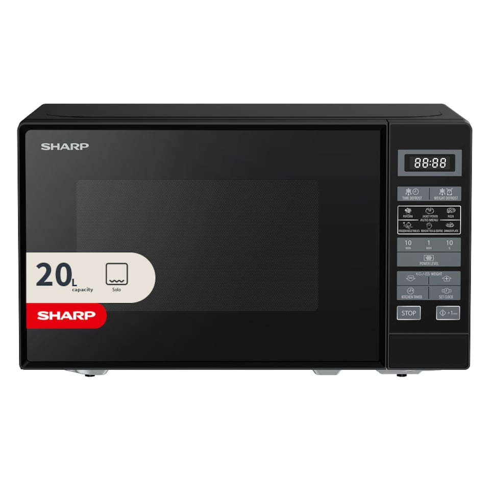 image 1 of Sharp 20L 800W Black Digital Microwave with Programmes, ECO & 11 Power Levels