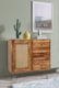 image 4 of Nyack Small 3 Drawer Sideboard - Mango Wood/Iron - L40 x W90 x H87 cm - Light Brown with Natural Rattan - Assembly Required | Brown