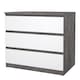 image 3 of Naia Chest of 3 Drawers in Concrete and White High Gloss