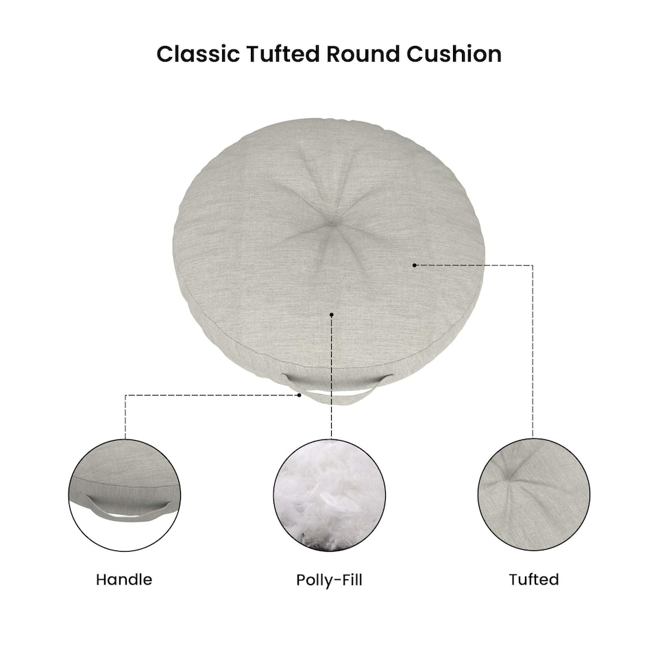 image 1 of Covers&All Sunbrella Round Seat Cushion with Handle, Plush Outdoor Pillows and Chair Cushions, 22 x 5, Canvas Granite