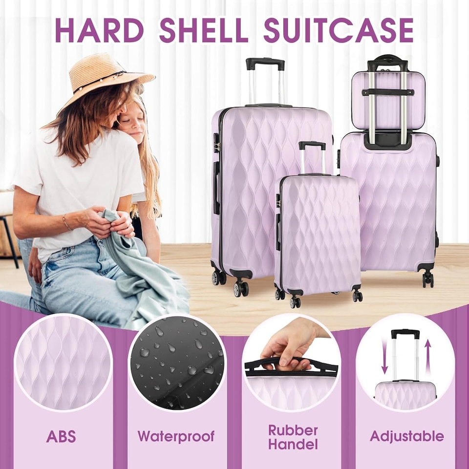 image 1 of 4 Piece Travel Luggage Sets with 360° Spinner Wheels