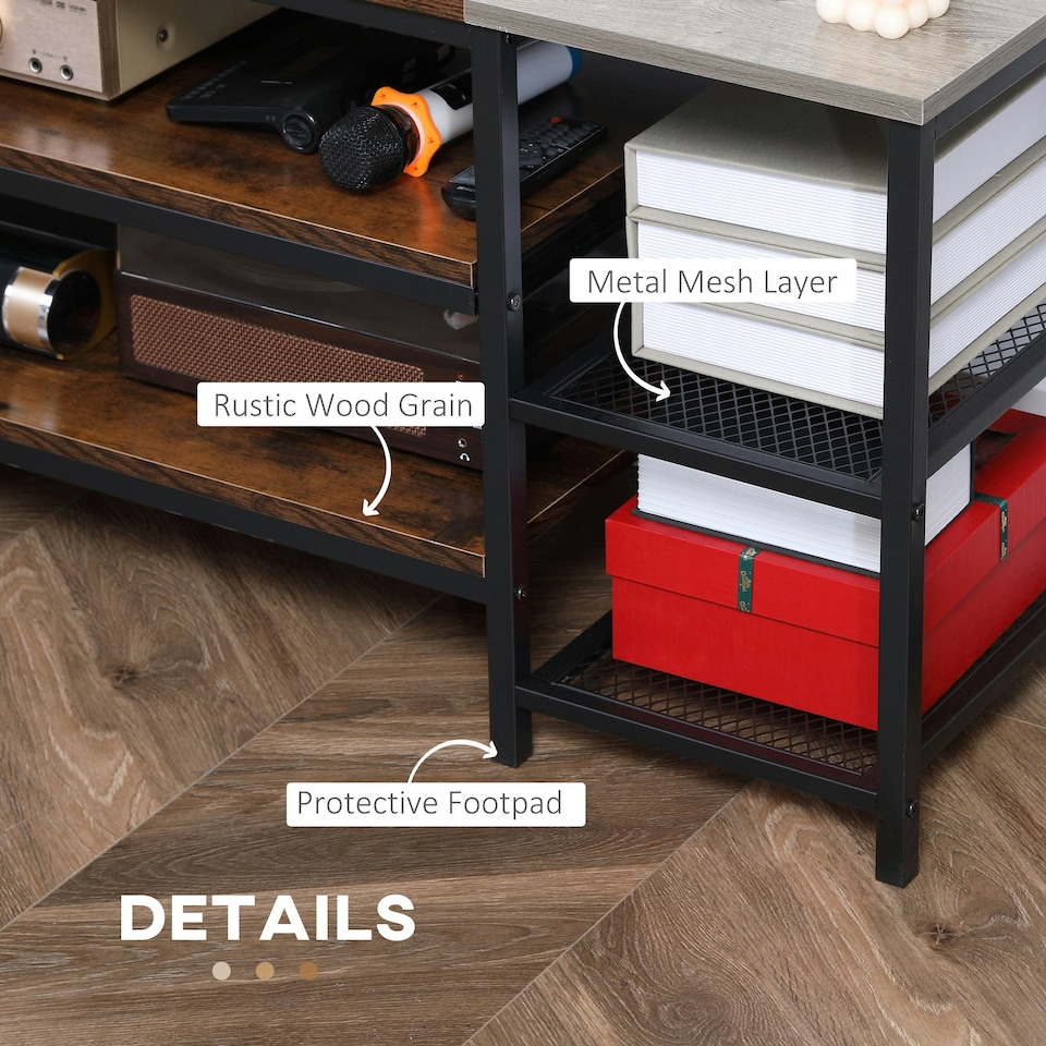 image 1 of HOMCOM TV Unit Cabinet for TVs up to 60 Inches with Shelves Brown and Grey