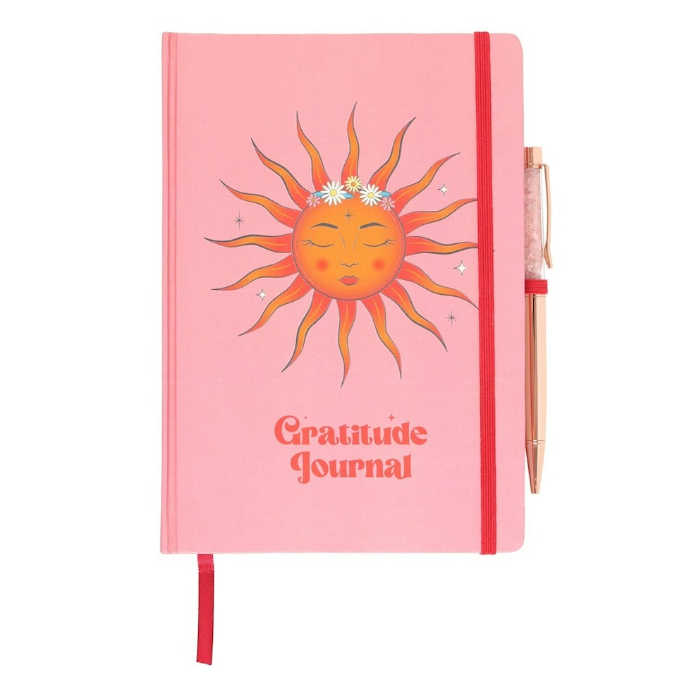 image 1 of Something Different Gratitude The Sun Rose Quartz Diary And Pen Set - Pink/Orange - One Size