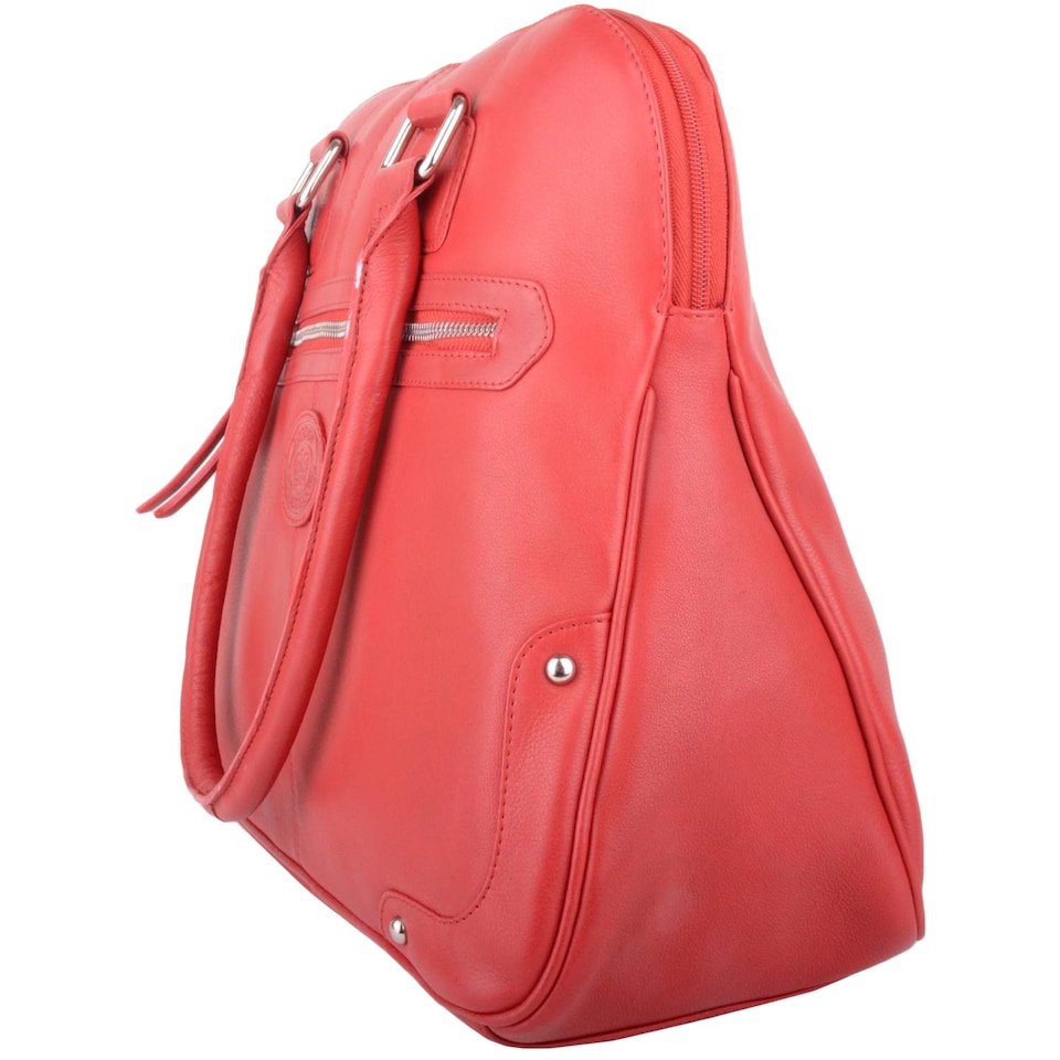 image 1 of London Leathergoods Womens Large Premium Soft Leather Travel / Work Hand Bag / Shoulder Bag | Red | Red