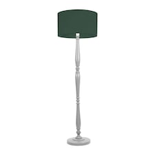 ValueLights Victoria Grey Wood Floor Lamp Green Shade | Grey | Green