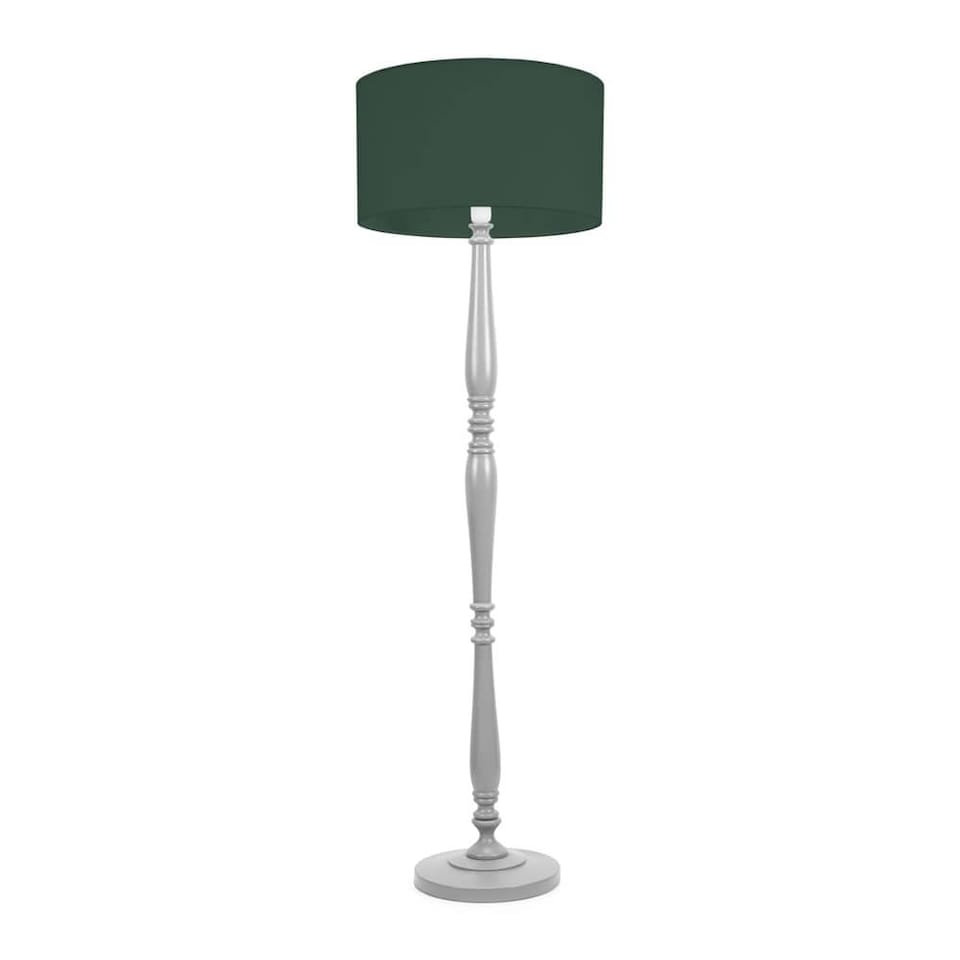 image 1 of ValueLights Victoria Grey Wood Floor Lamp Green Shade | Grey | Green