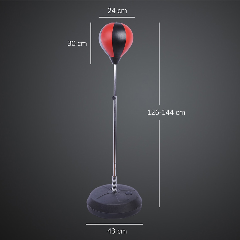 image 1 of HOMCOM Punching Bag with Stand, 126144 cm Height Adjustable Boxing Set Free Standing Speed Bag with Gloves and Air Pump for Teenagers Home Gym Workout