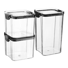 Argon Tableware 3 Piece Food Storage Containers Set - 2 Sizes - Black