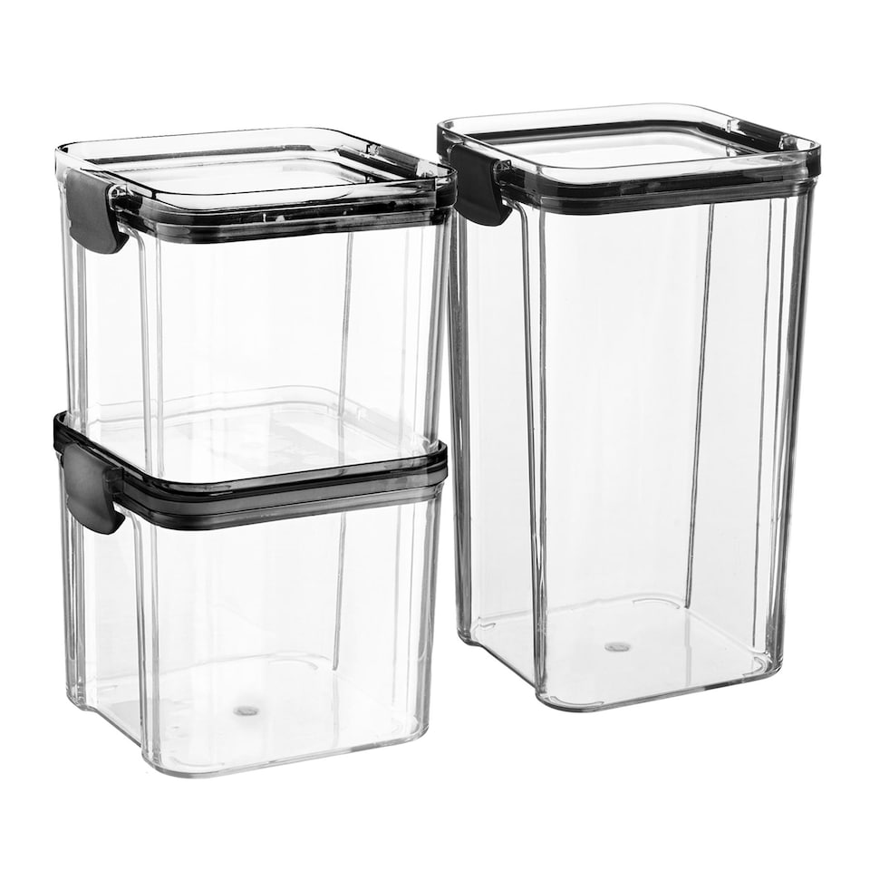 image 1 of Argon Tableware 3 Piece Food Storage Containers Set - 2 Sizes - Black