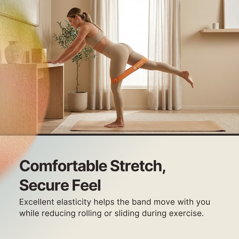image 1 of Resistance Band Set of 5, Natural Latex Loops for Women & Men, Anti-Roll, Skin-Friendly, for Legs & Glutes, Home Workouts, Pilates & Yoga