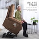 image 3 of HOMCOM Velvet Riser and Recliner Chair for the Elderly, Quick Assembly, Fabric Overstuffed Lift Chair with Vibration Massage and Heat, Remote Control, Side Pockets, Dark Brown | Brown | Dark brown