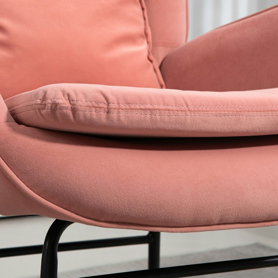 image 1 of HOMCOM Velvet Rocking Chair with Lumbar Pillow for Living Room Bedroom 
