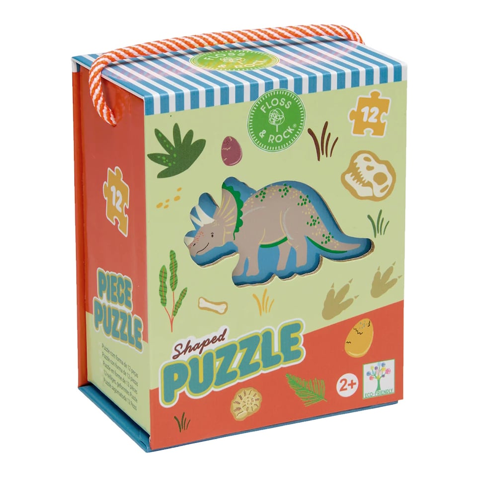 image 1 of Floss & Rock 12pc Shaped Jigsaw Puzzle Dinosaur