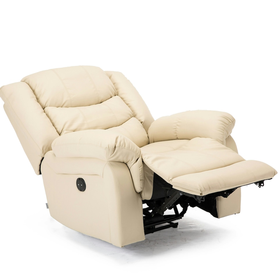 image 1 of Chester Electric Bonded Leather Automatic Recliner Heat & Massage Chair (Cream)