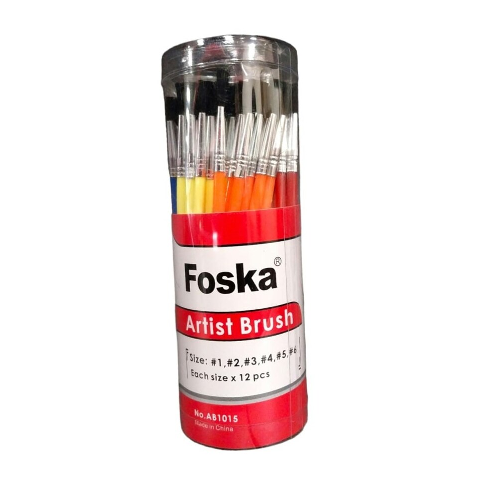 image 1 of Pack of 72 Six Assorted Size Plastic Handle Wool Oil Painting Brushes