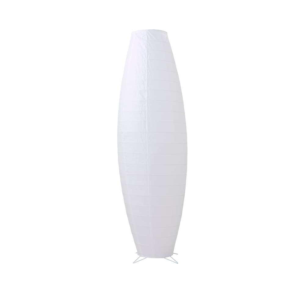 image 1 of ValueLights Isla White Paper Column Metal Base Floor Lamp | White