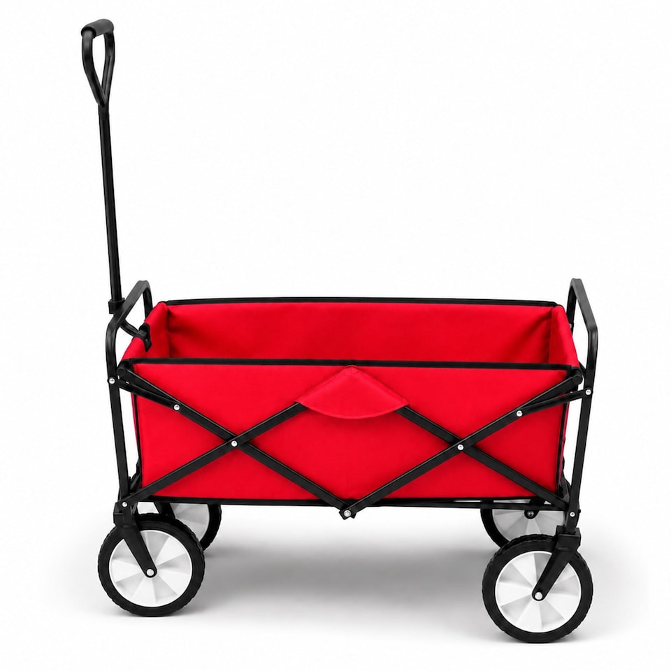 image 1 of Red Heavy Duty Foldable Garden Festival Trolley Cart Wagon Truck