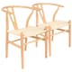 image 1 of Nicholas Winter Beech Wooden Scandi Danish Style Dining Chairs - Natural - Set of 2 - Solid Wood Chair Armchair Dining Chair Club Chair Side Chair Cream
