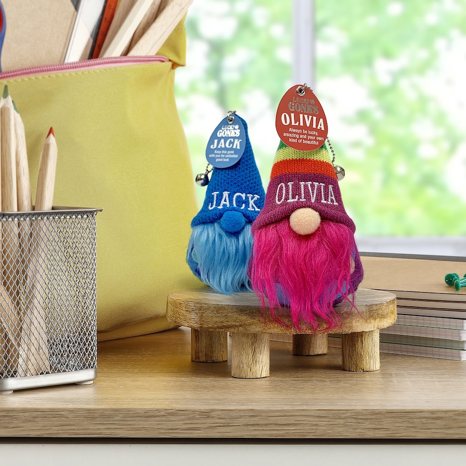 image 1 of Pre-personalised Lucky Gonk Mascot Keyring For Bag Or Backpack - Phoebe - 136 Names and Themes Available | Grey